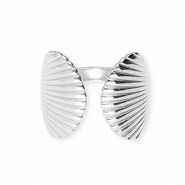 Bagues en acier Inox coquillages Argenté