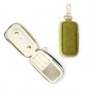 Bo&icirc;te &agrave; bijoux de voyage avec porte-cl&eacute;s rectangle Vert olive