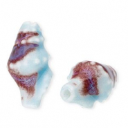 Perles en c&eacute;ramique buccin Bleu clair-marron