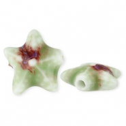Perles en c&eacute;ramique &eacute;toile de mer Vert clair-marron