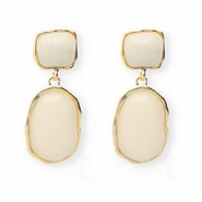 Boucles d'oreilles&nbsp;/&nbsp;puces tendance avec tige en acier inoxydable Dor&eacute;-beige