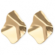 Boucles d'oreilles&nbsp;/&nbsp;puces accroche-regard losange organique avec tige en acier inoxydable Dor&eacute;