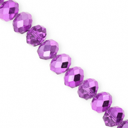 Perles à facettes 12x9 mm disque Heishi Violet-pearl shine coating