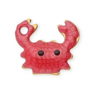 Breloques en acier Inox crabe Dor&eacute;-rouge-noir