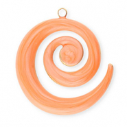 Breloques en acier Inox spirale Dor&eacute;-orange corail marbr&eacute;