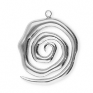 Breloques en acier Inox spirale Argent&eacute;