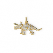 Métal TQ laiton breloques dinosaure avec strass Doré-transparent