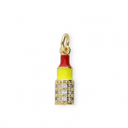 Métal TQ laiton breloques rouge à lèvres Doré-rouge-jaune-transparent