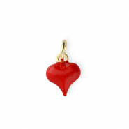 Métal TQ laiton breloques coeur Doré-rouge