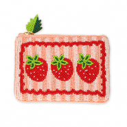 Porte monnaie fraises Rose saumon-blanc-rouge-vert