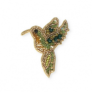 Broches colibri Dor&eacute;-vert olive-vert fonc&eacute;
