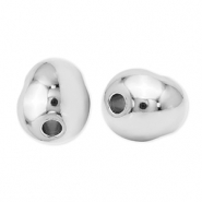 Perles en m&eacute;tal DQ ovale Argent&eacute; antique (sans nickel)