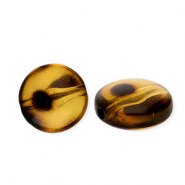 Perles acryliques rondelle avec imprim&eacute; l&eacute;opard Marron ambre transparent
