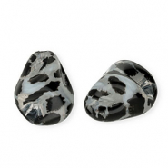 Perles acryliques goutte avec imprim&eacute; l&eacute;opard Transparent-noir