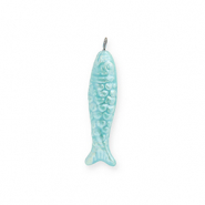 Breloques en c&eacute;ramique DQ&reg; grecque sardine Bleu turquoise
