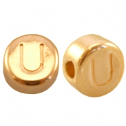 Perles alphabet en m&eacute;tal DQ lettre U Dor&eacute; (sans nickel)