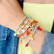 Sets d'inspiration Confectionner des bracelets de poignet et de cheville estivaux tout en couleurs avec des mini pompons