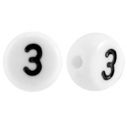 Perles acryliques chiffres 3 blanc