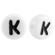 Perles acryliques alphabet lettre K blanc