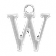 Perles alphabet en m&eacute;tal DQ lettre W argent&eacute; antique (sans nickel)