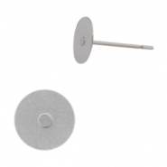 Boucles d'oreilles en acier inox pour cabochon 12mm argent&eacute; 