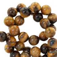 Pierres naturelles Oeil de tigre 8mm marron
