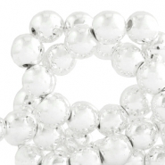 Perles h&eacute;matites rond 4mm rev&ecirc;tement m&eacute;tallique argent&eacute;