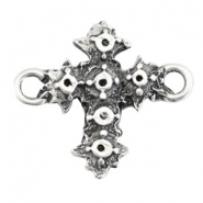 Breloques en m&eacute;tal TQ connecteur/serti croix argent&eacute; antique