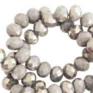 Perles &agrave; facettes 6x4mm disque greige taupe-half champagne pearl shine coating