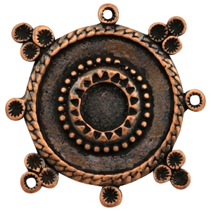 Breloques en m&eacute;tal TQ rond style Boho avec sertis cuivre (sans nickel)