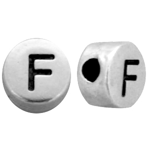 Perles au look m&eacute;tallique lettre F argent&eacute; antique