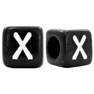 Perles acryliques alphabet lettre X noir