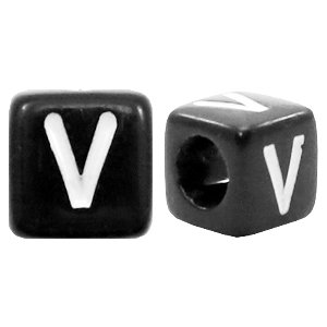 Perles acryliques alphabet lettre V noir