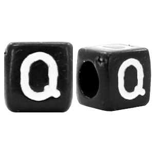 Perles acryliques alphabet lettre Q noir