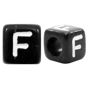 Perles acryliques alphabet lettre F noir