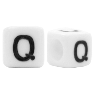 Perles acryliques alphabet lettre Q blanc