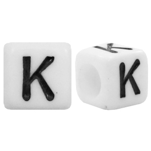 Perles acryliques alphabet lettre K blanc