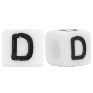 Perles acryliques alphabet lettre D blanc