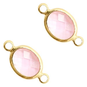 Connecteurs Crystal Glass ovale 10x9mm rose cristal-dor&eacute;