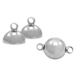 Appr&ecirc;ts en acier inox fermoir aimant&eacute; balle 6mm Argent&eacute; antique