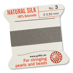 Griffin bead cord natural silk &Oslash;0.5mm Gris