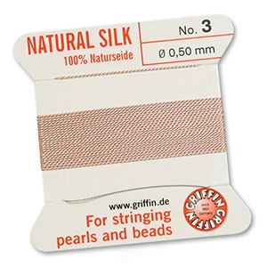 Griffin bead cord natural silk &Oslash;0.5mm Rose clair