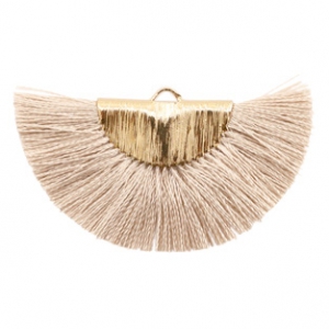 Pendentifs pompon dor&eacute;-rose gris