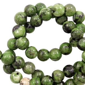 Pierres naturelles Jaspe Dalmatien 8mm Vert for&ecirc;t