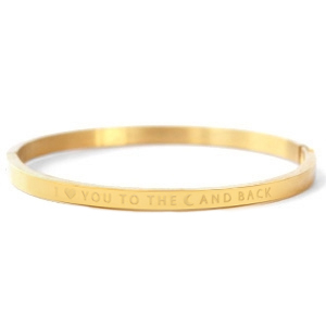 Bracelets en acier inox "I LOVE YOU TO THE MOON AND BACK" Dor&eacute;