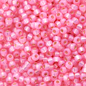Perles de rocailles Miyuki 11/0 Silverlined alabaster dyed rose 11-556