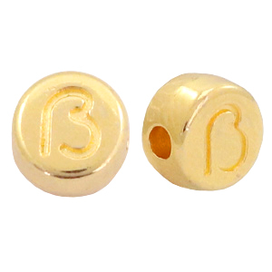 Perles lettres en m&eacute;tal DQ &szlig; Dor&eacute; (sans nickel)
