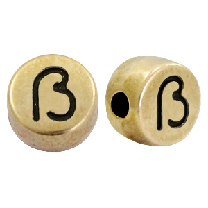 Perles lettres en m&eacute;tal DQ &szlig; Bronze antique (sans nickel)