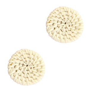Pendentifs en rotin tiss&eacute; 20mm Beige naturel