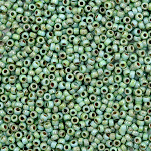 Perles de rocailles Miyuki 15/0 Opaque picasso turquoise blue 15-4214 